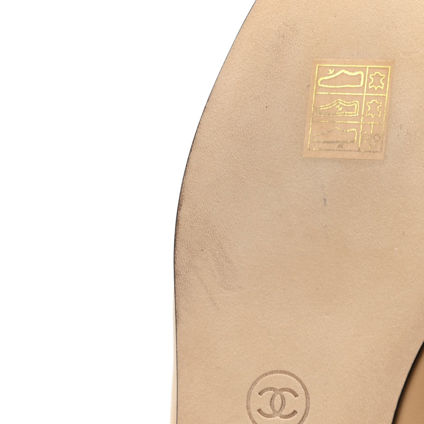 Lambskin Cap Toe CC Ballerina Flats 38 Beige Black