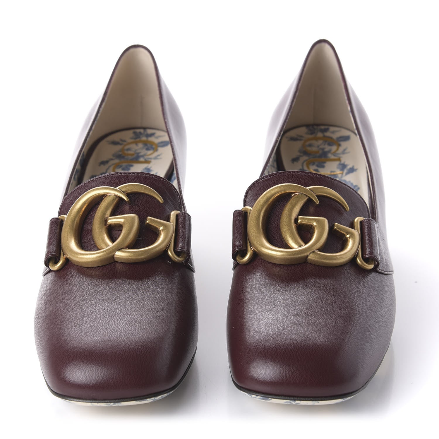 Gucci Malaga Kid GG Victoire 55mm Loafer Pumps 36.5 Vintage Bordeaux 2 of 9