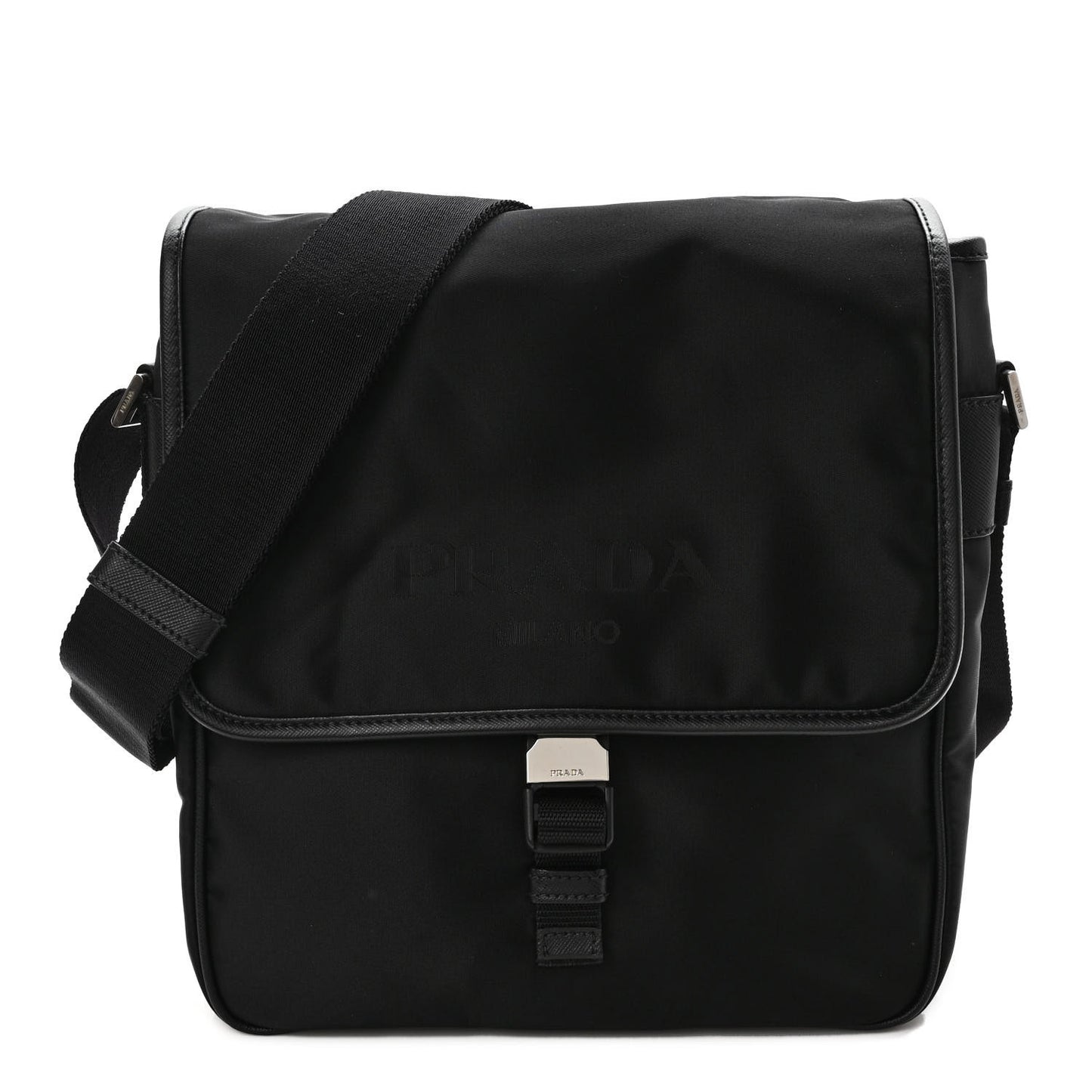 Tessuto Nylon Saffiano Logo Messenger Bag Black