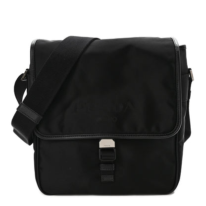 Prada Tessuto Nylon Saffiano Logo Messenger Bag Black 1 of 7