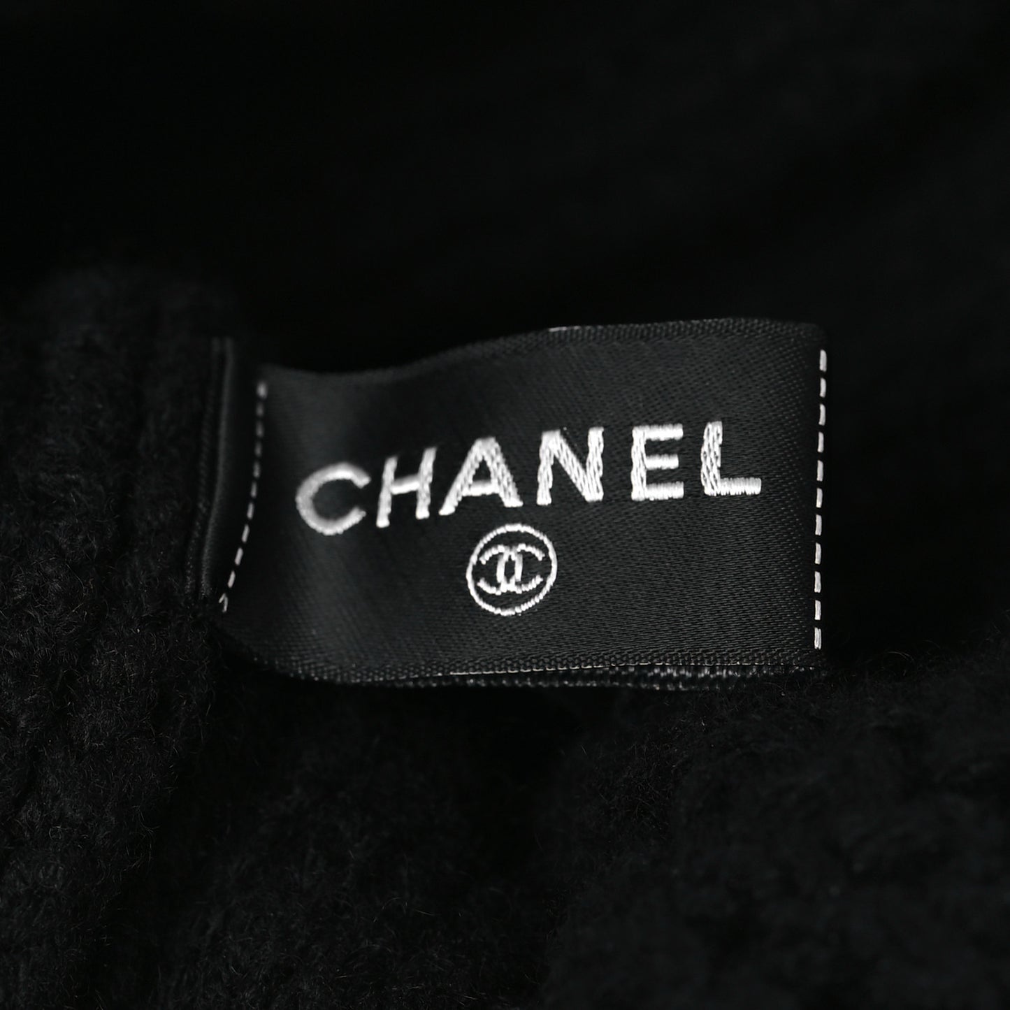 Wool Cashmere CC Beanie Hat Black White