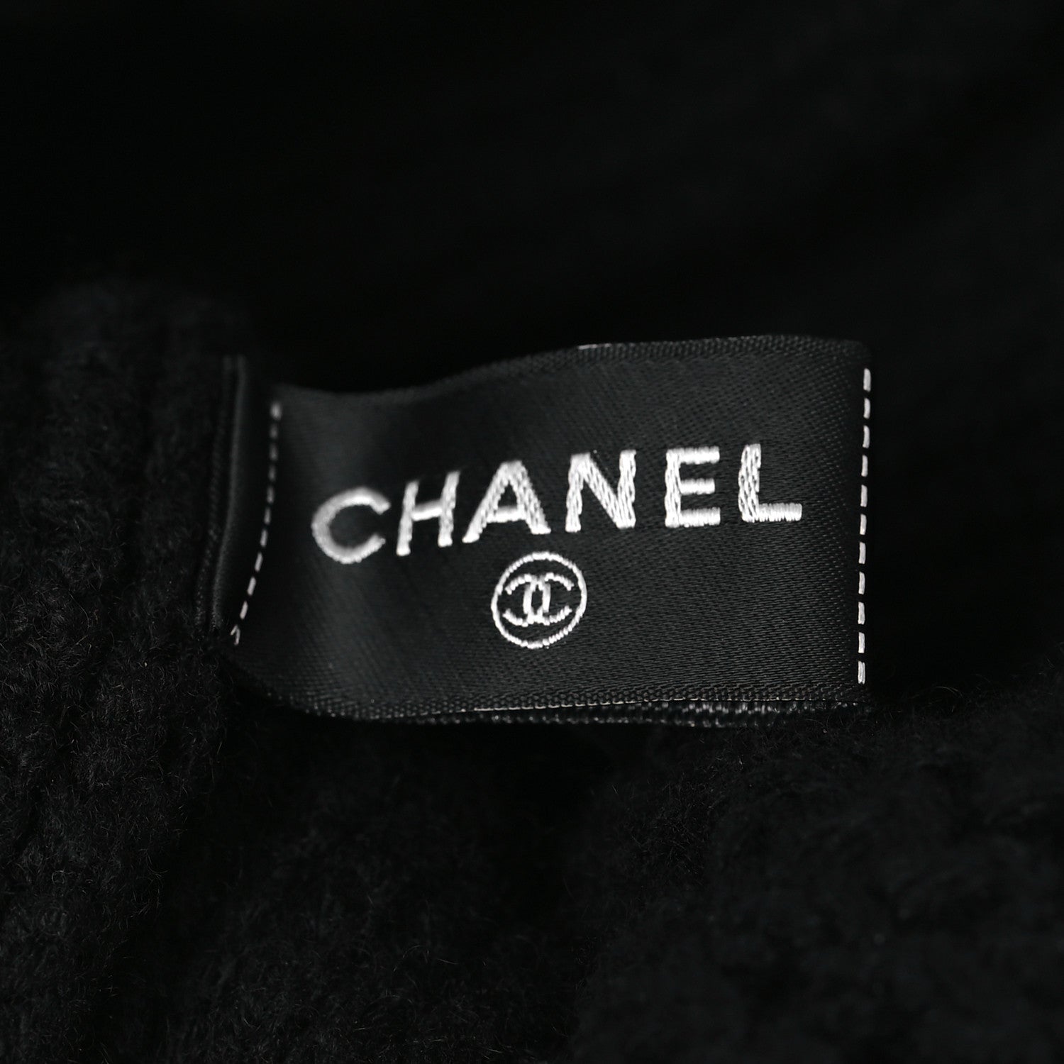 Chanel Wool Cashmere CC Beanie Hat Black White 3 of 3