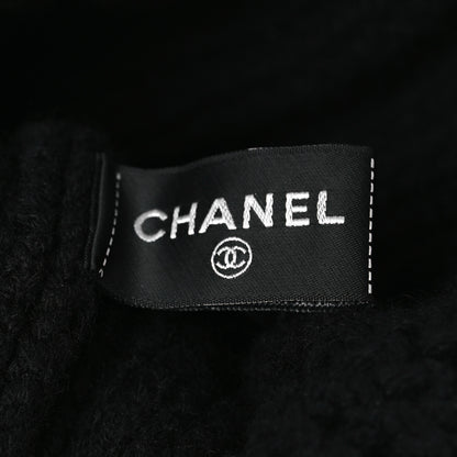 Chanel Wool Cashmere CC Beanie Hat Black White 3 of 3