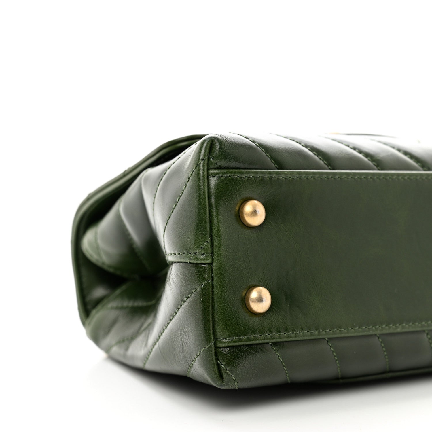 Chanel Calfskin Chevron Quilted Mini Coco Handle Flap Green 9 of 10