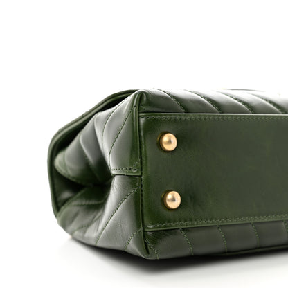Chanel Calfskin Chevron Quilted Mini Coco Handle Flap Green 9 of 10