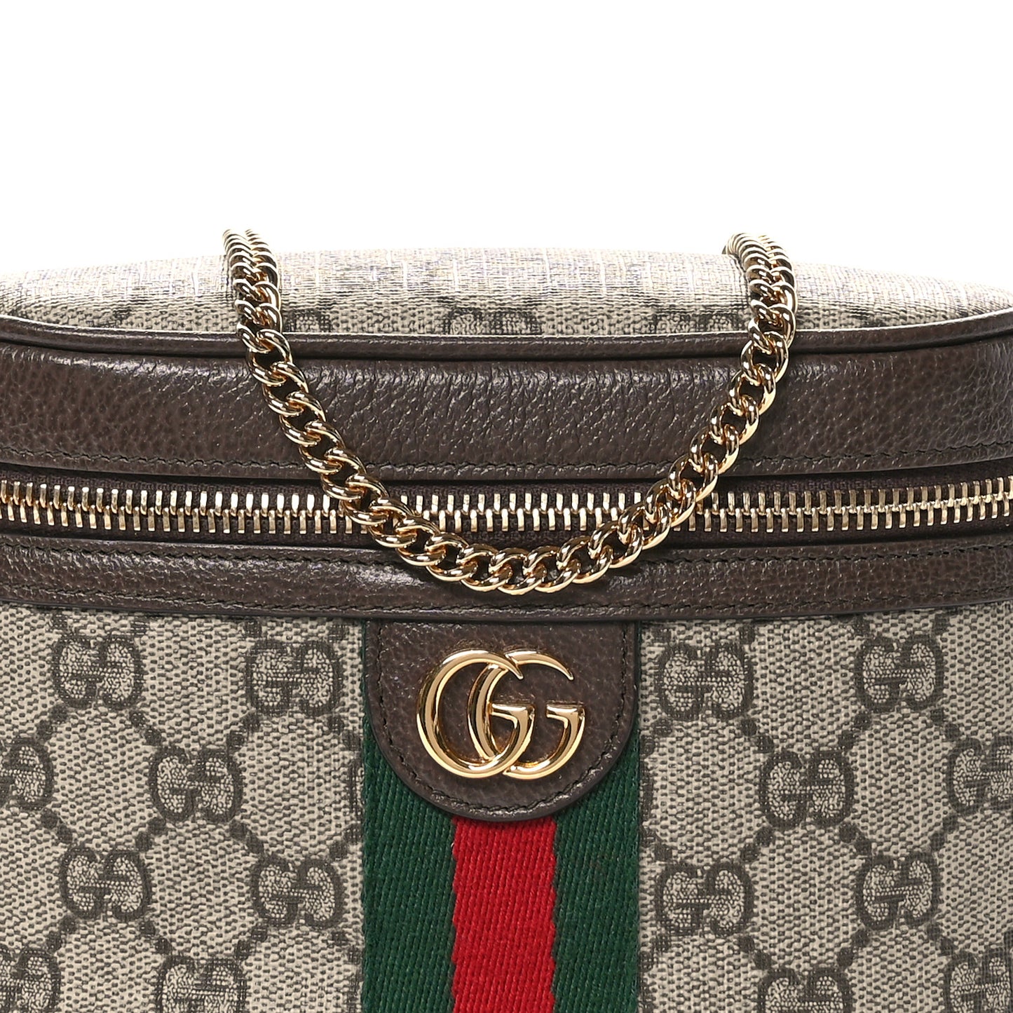 GG Supreme Monogram Textured Dollar Calfskin Web Ophidia Belt Bag 110 44 Beige Ebony New Acero