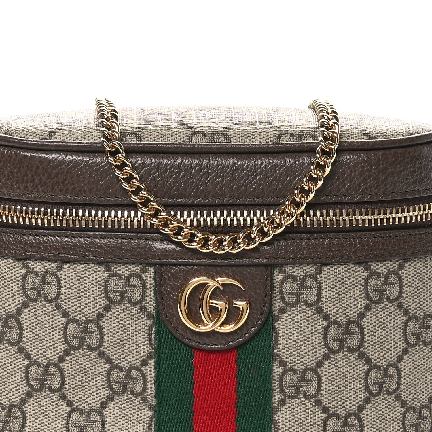 Gucci GG Supreme Monogram Textured Dollar Calfskin Web Ophidia Belt Bag 110 44 Beige Ebony New Acero 8 of 10