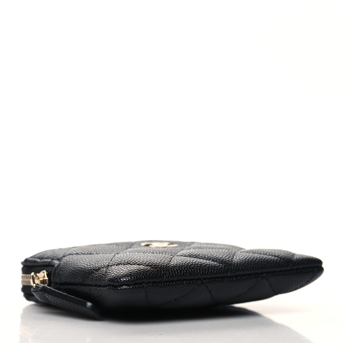 Caviar Quilted Zip Card Holder Wallet Black
