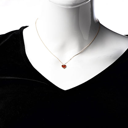 Van Cleef & Arpels 18K Rose Gold Carnelian Sweet Alhambra Heart Pendant Necklace 2 of 7