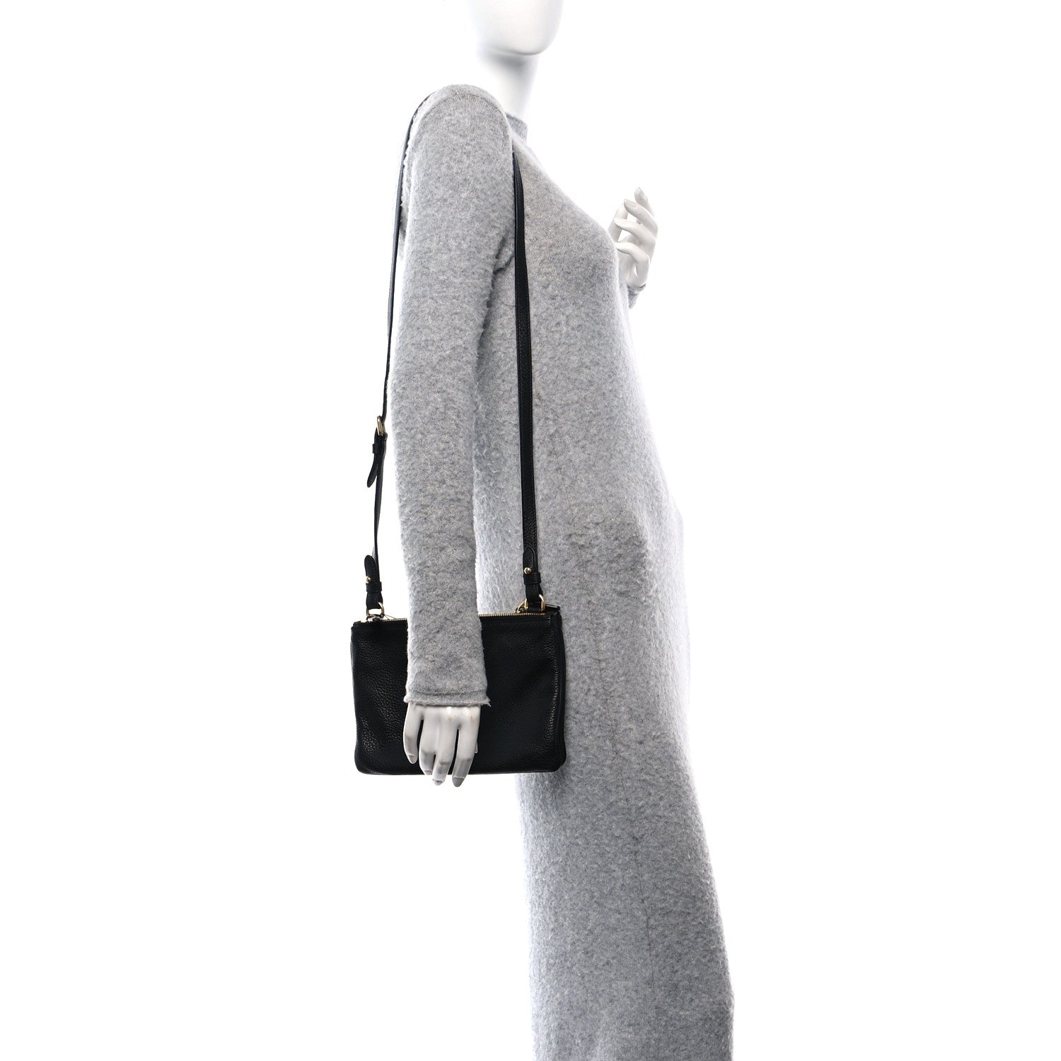 Prada Vitello Phenix Double Zip Crossbody Bag Black 2 of 10