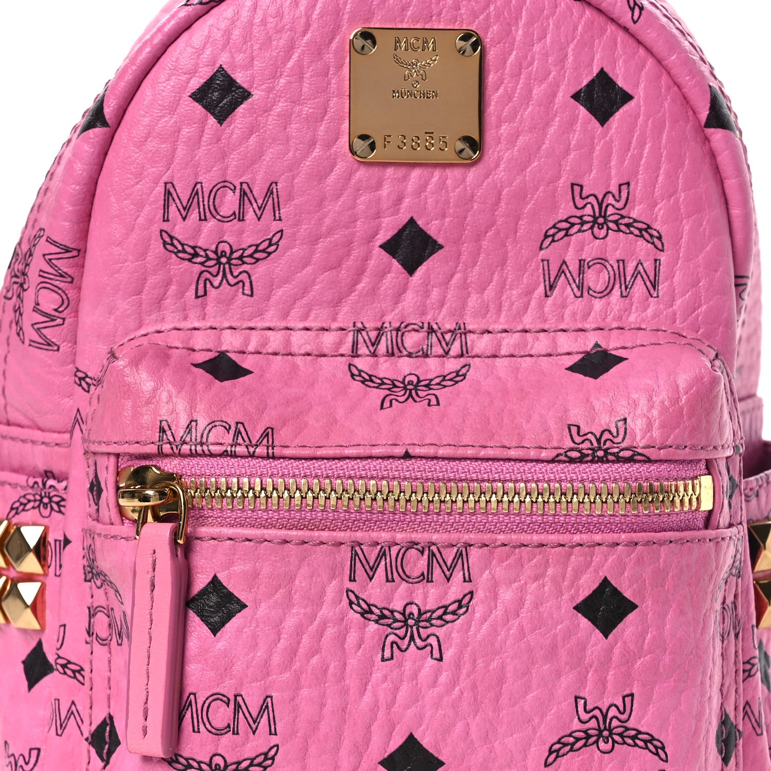 MCM Visetos Side Stud X-Mini Stark Bebe Boo Backpack Pink 8 of 12