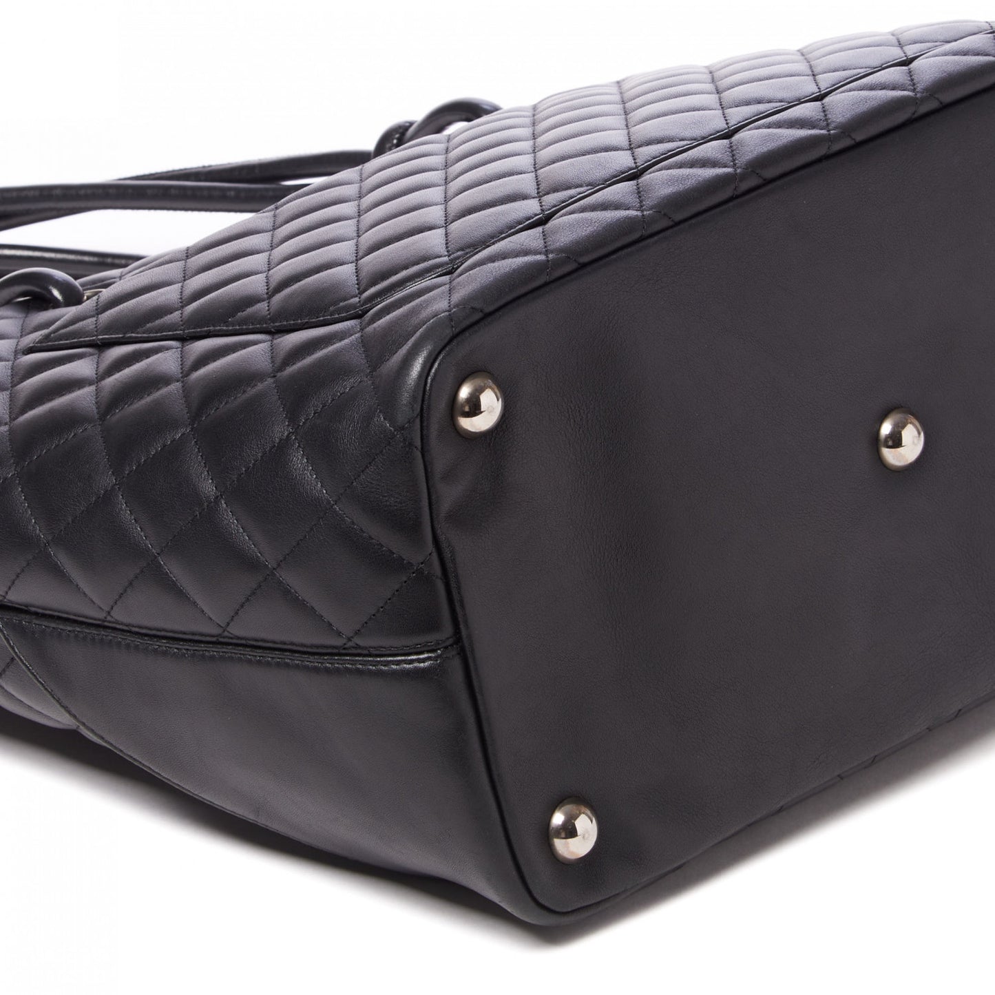 Calfskin Quilted Large Cambon Tote Black