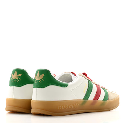 Gucci X ADIDAS Suede Madeira Demetra Mens Gazelle Sneakers 7.5 Oatmeal White New Shamarock Hibiscus Red 4 of 9