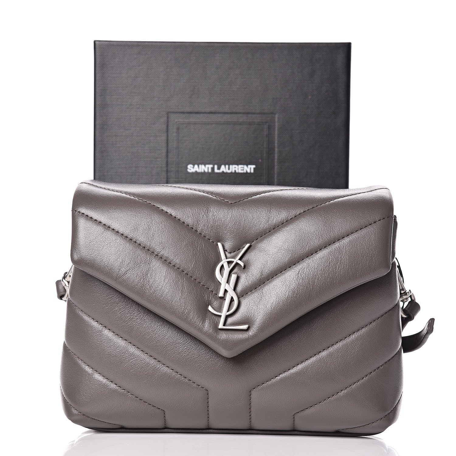 Saint Laurent Calfskin Y Quilted Monogram Toy Loulou Crossbody Bag Earth 11 of 11