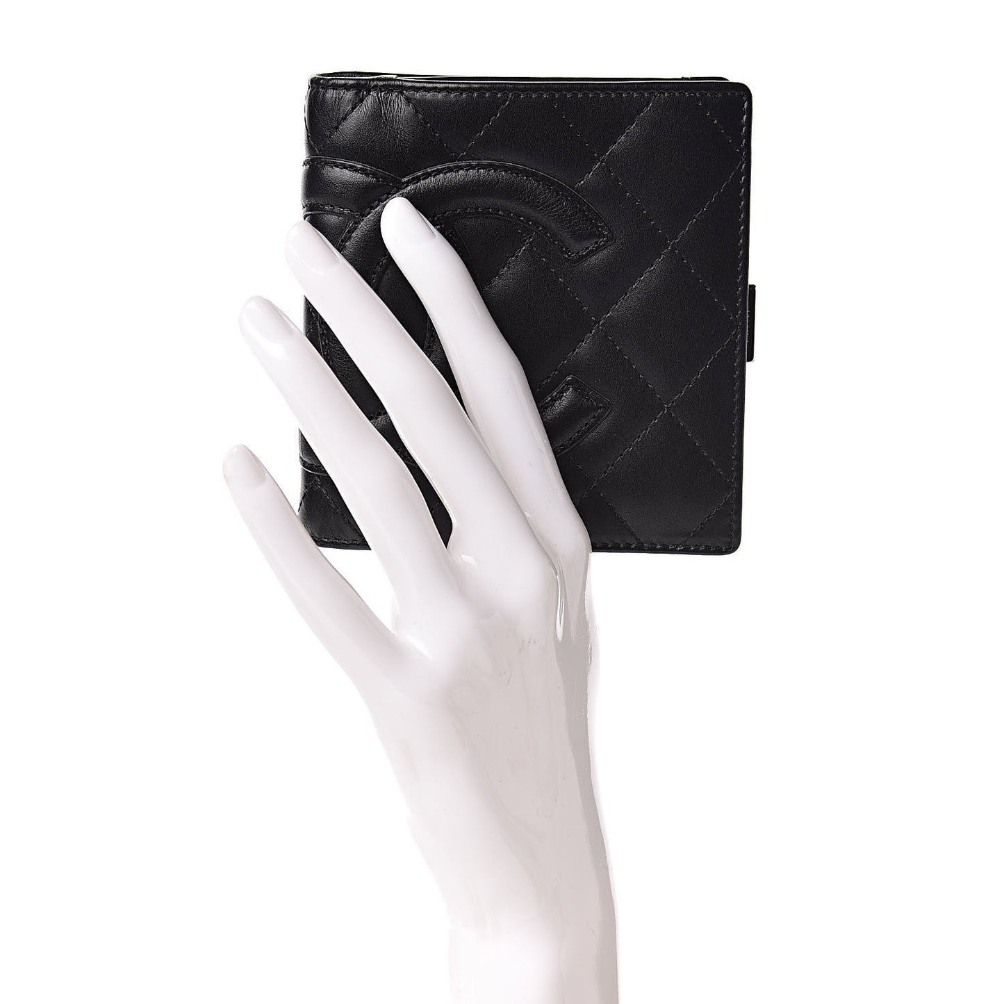 Calfskin Quilted Cambon Bi-Fold Wallet Black
