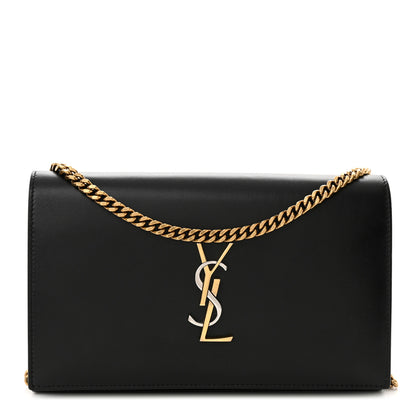 Saint Laurent Smooth Calfskin Tri-Metal Cassandre Wallet On Chain WOC Black 1 of 12