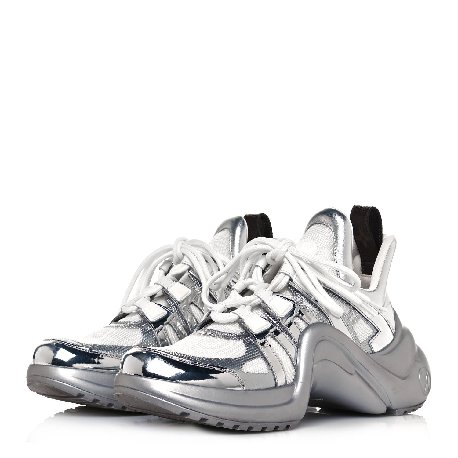 Louis Vuitton Metallic Calfskin Technical Nylon LV Archlight Sneakers 38 White Silver 3 of 8