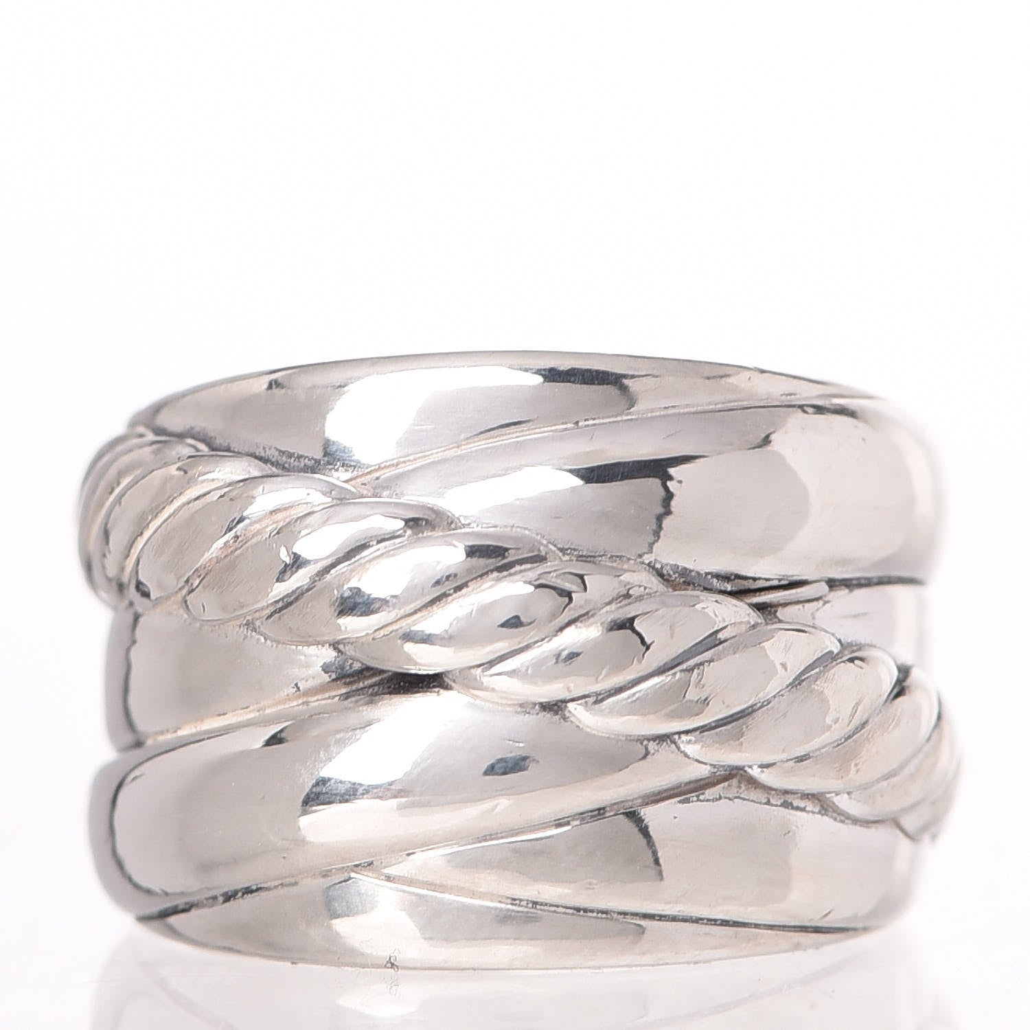 David Yurman Sterling Silver Crossover Cable Ring 52 6 1 of 4
