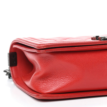 Chanel Calfskin Quilted Double Stitch Medium Boy Flap Red 8 of 9