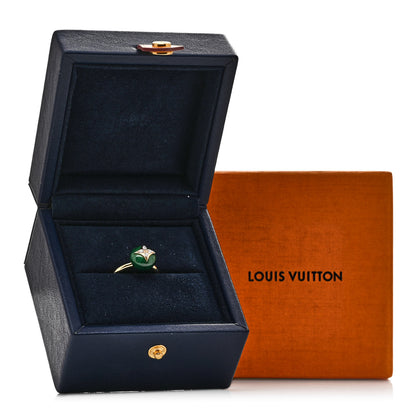 Louis Vuitton 18K Yellow Gold Diamond Malachite Idylle Blossom Ring 54 7 6 of 6