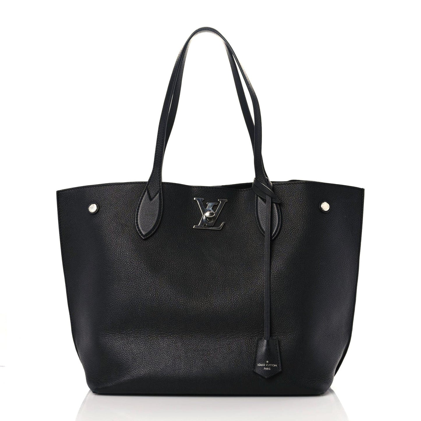Calfskin Lockme Go Tote Black