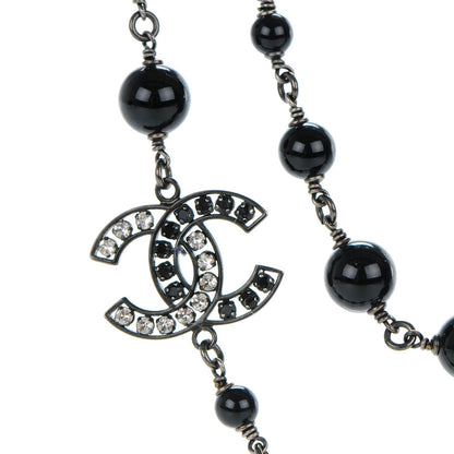 Chanel Crystal CC Beaded Long Necklace Black 3 of 5