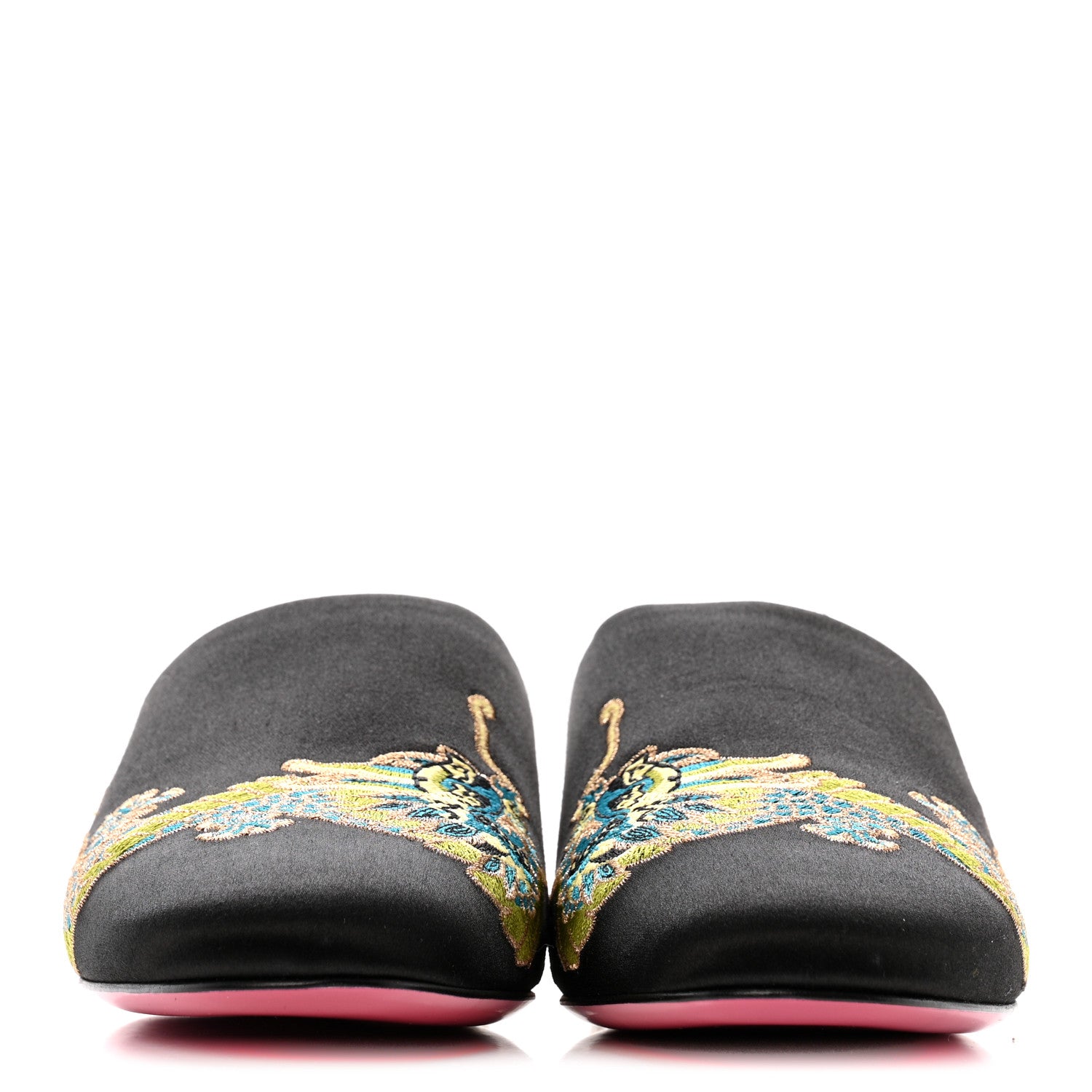 Gucci Satin Dragon Embroidered Candy Mules 36.5 Black 3 of 9