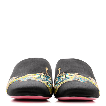 Gucci Satin Dragon Embroidered Candy Mules 36.5 Black 3 of 9