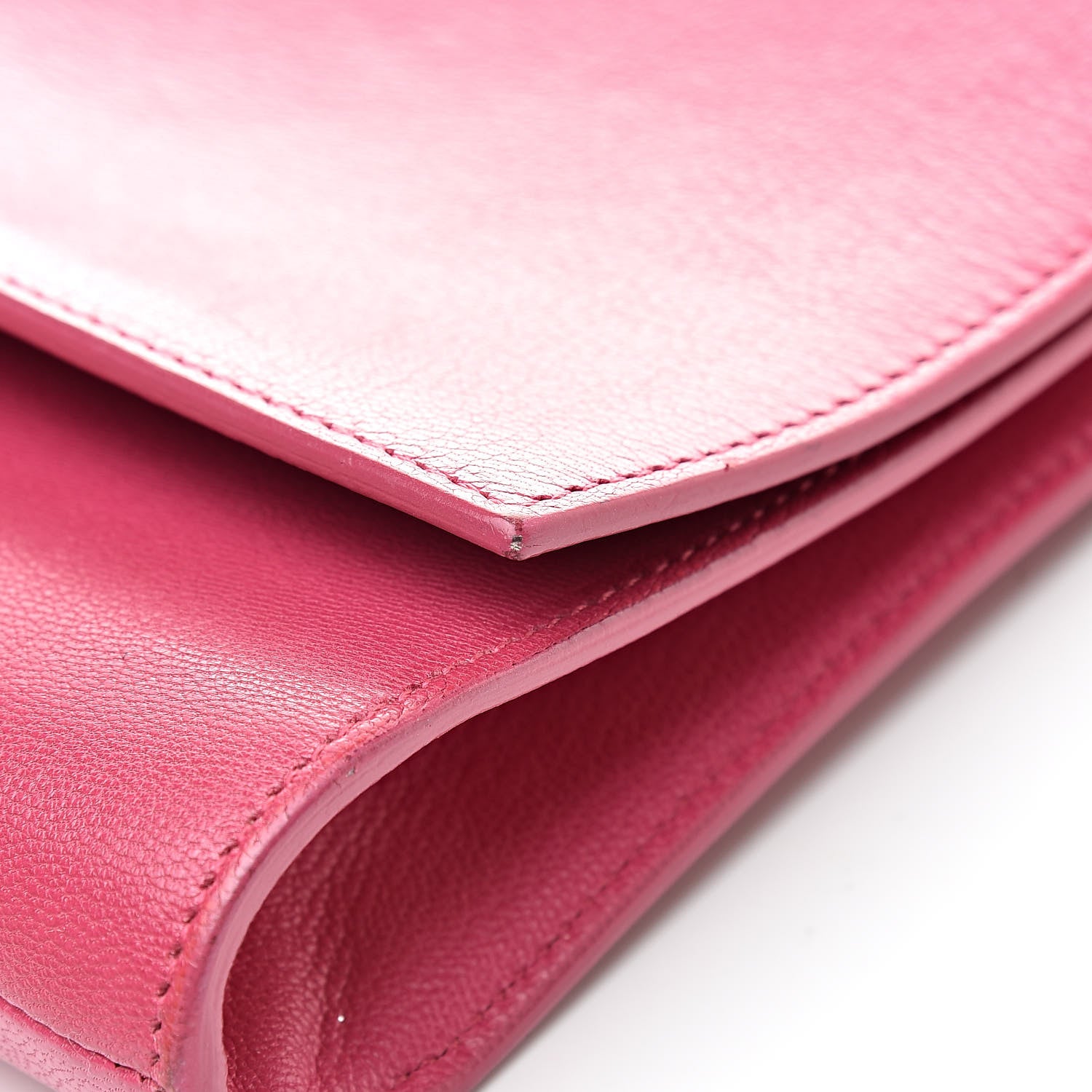 Saint Laurent Goatskin Monogram Large Belle De Jour Clutch Lipstick Fuchsia 14 of 14