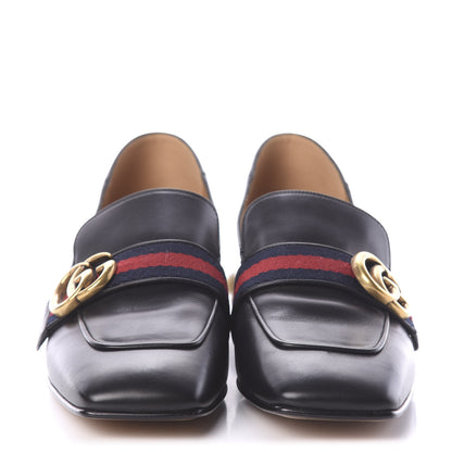 Gucci Betis Glamour Calfskin Web Pearl Embellished Peyton 35mm Loafer Pumps 38 Black 2 of 7