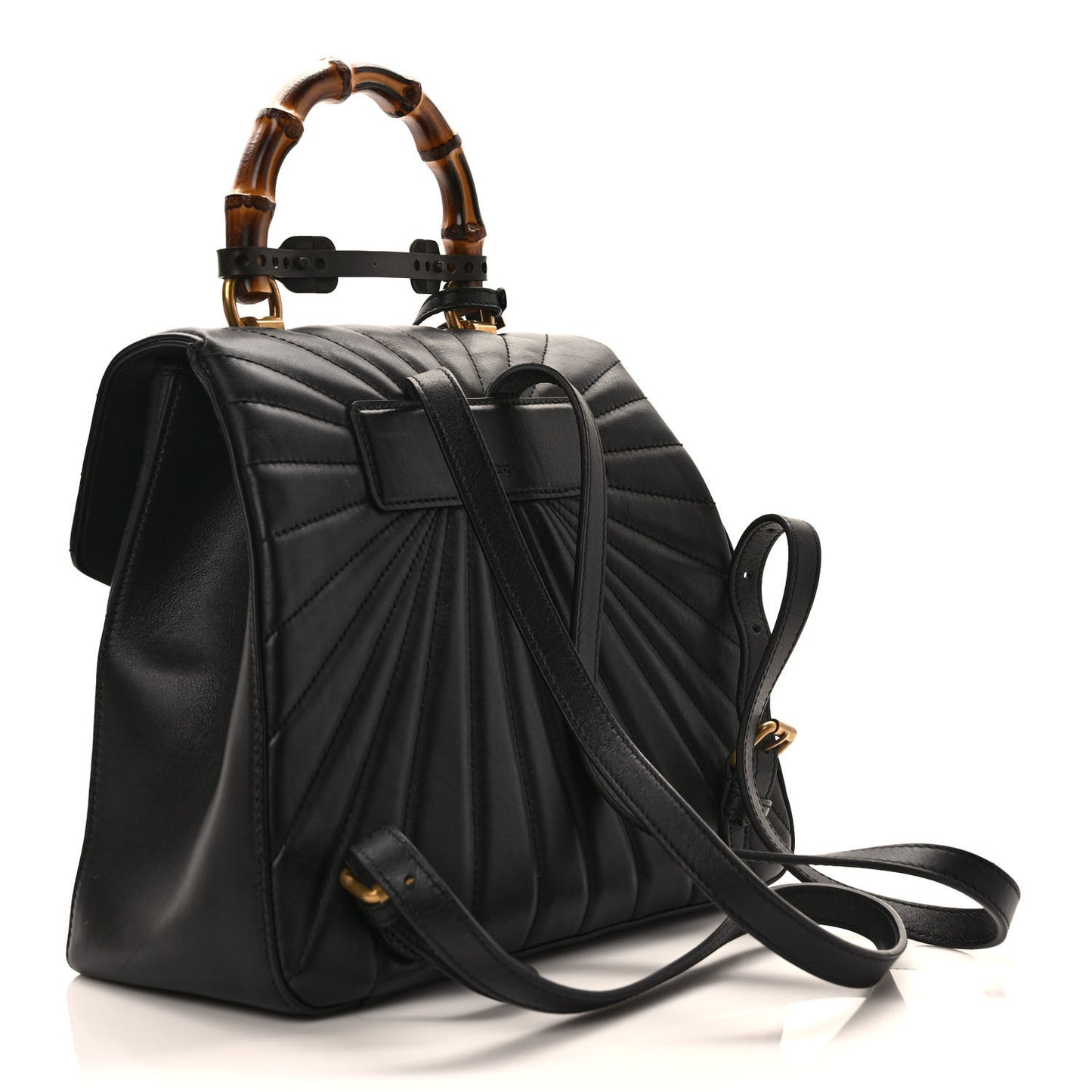 Calfskin Bamboo Trapuntata Queen Margaret Backpack Black
