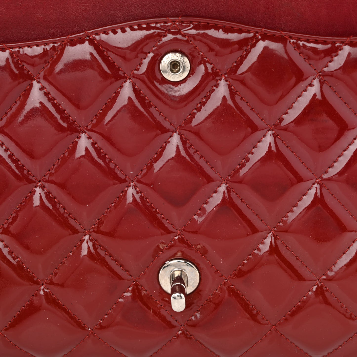 Patent Quilted Maxi Double Flap Red