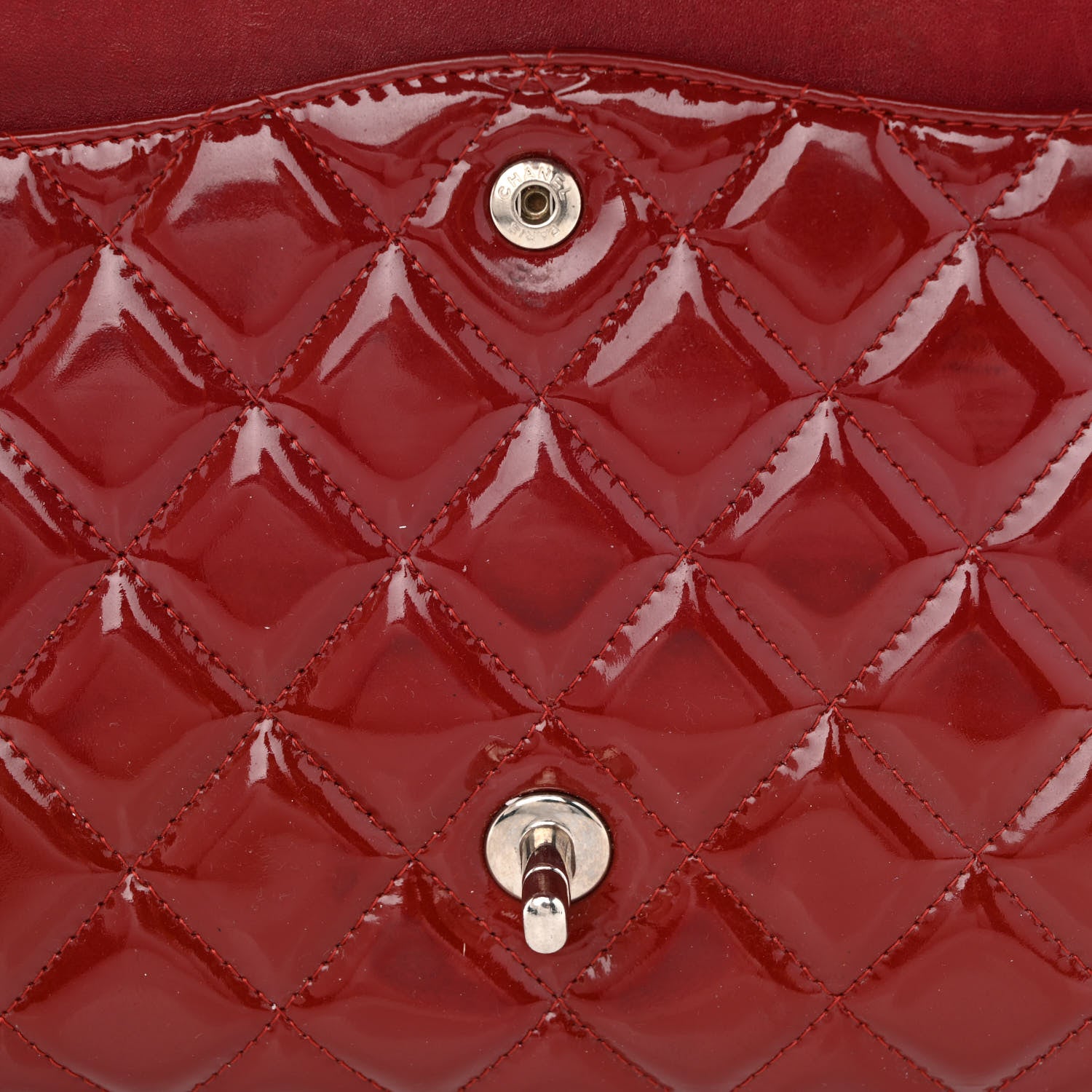Chanel Patent Quilted Maxi Double Flap Red 14 of 16