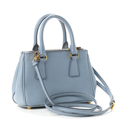 Prada Saffiano Micro Galleria Double Zip Tote Astrale 3 of 10
