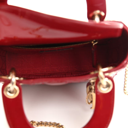 Christian Dior Patent Cannage Mini Lady Dior Red 6 of 10