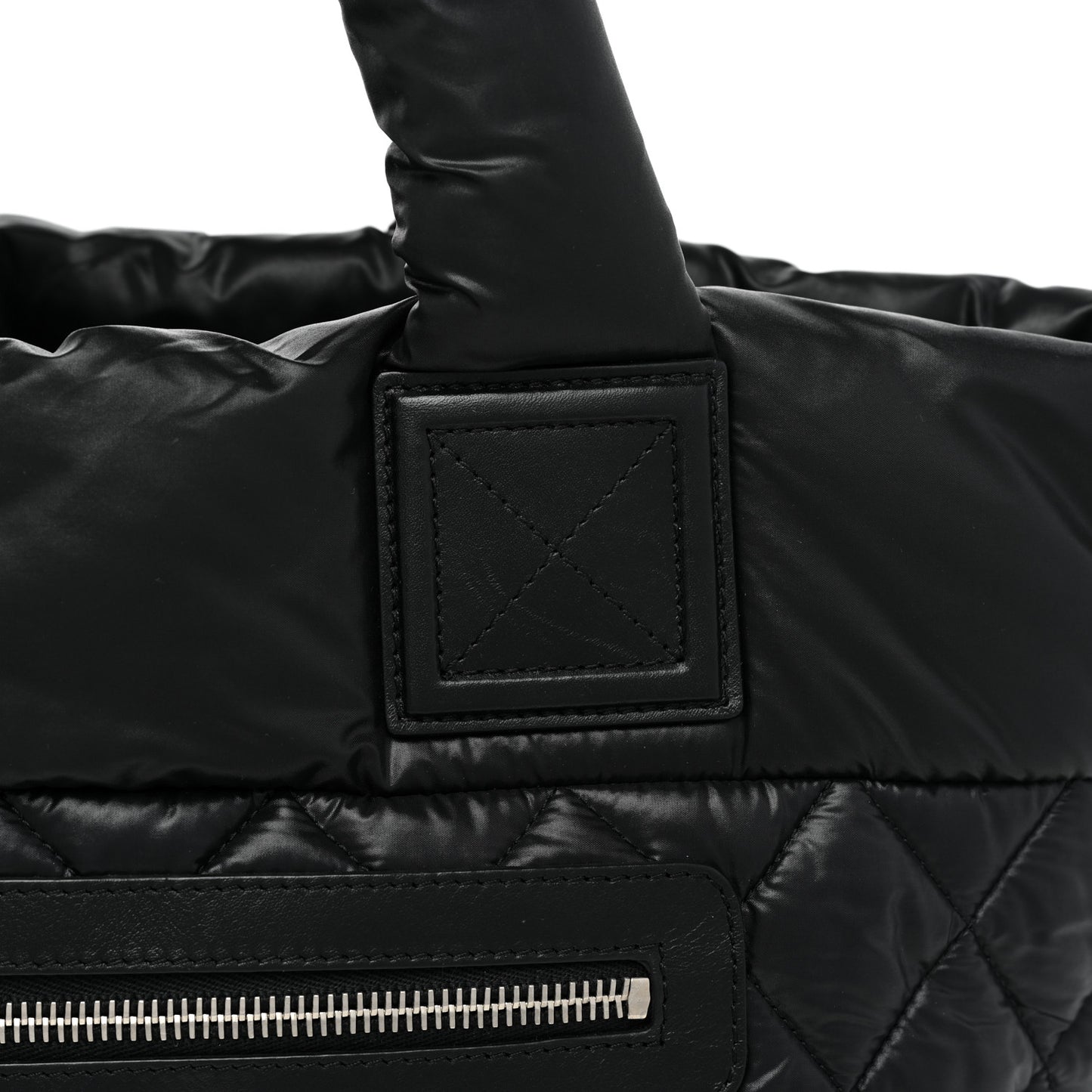 Nylon Quilted Small Coco Cocoon Tote Black