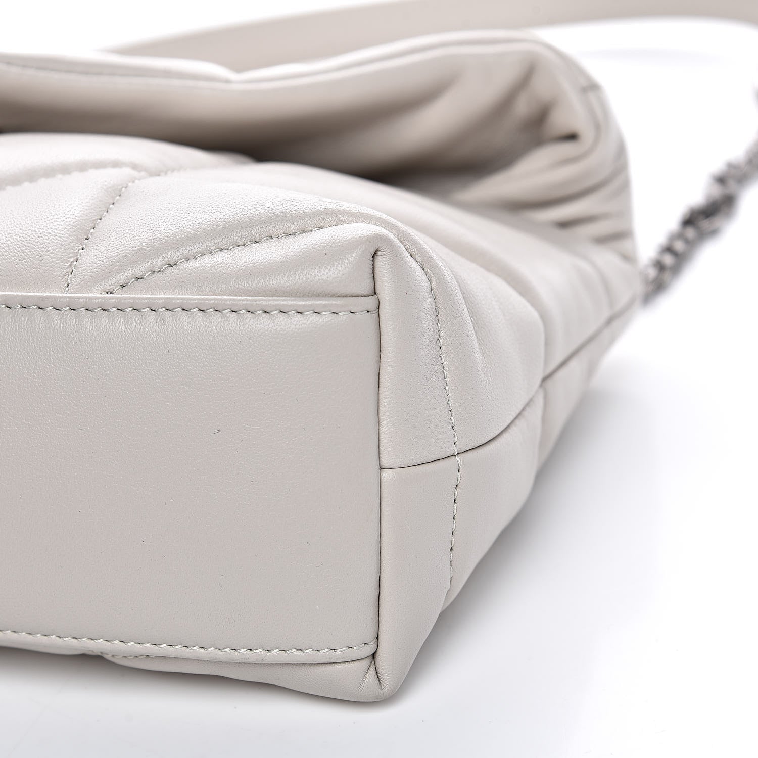 Saint Laurent Lambskin Quilted Toy Loulou Puffer Monogram Chain Satchel Crema Soft 8 of 11