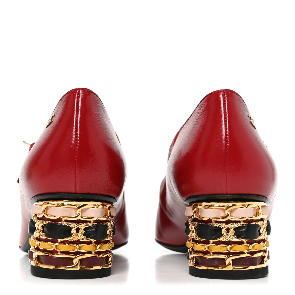 Chanel Shiny Calfskin Patent Cap Toe Mary Jane Pumps 40 Red Black Multicolor 5 of 9