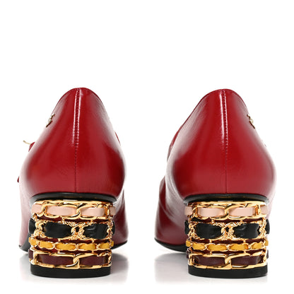 Chanel Shiny Calfskin Patent Cap Toe Mary Jane Pumps 40 Red Black Multicolor 5 of 9