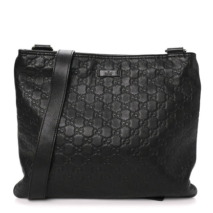 Gucci Guccissima Medium Flat Messenger Bag Black 1 of 10