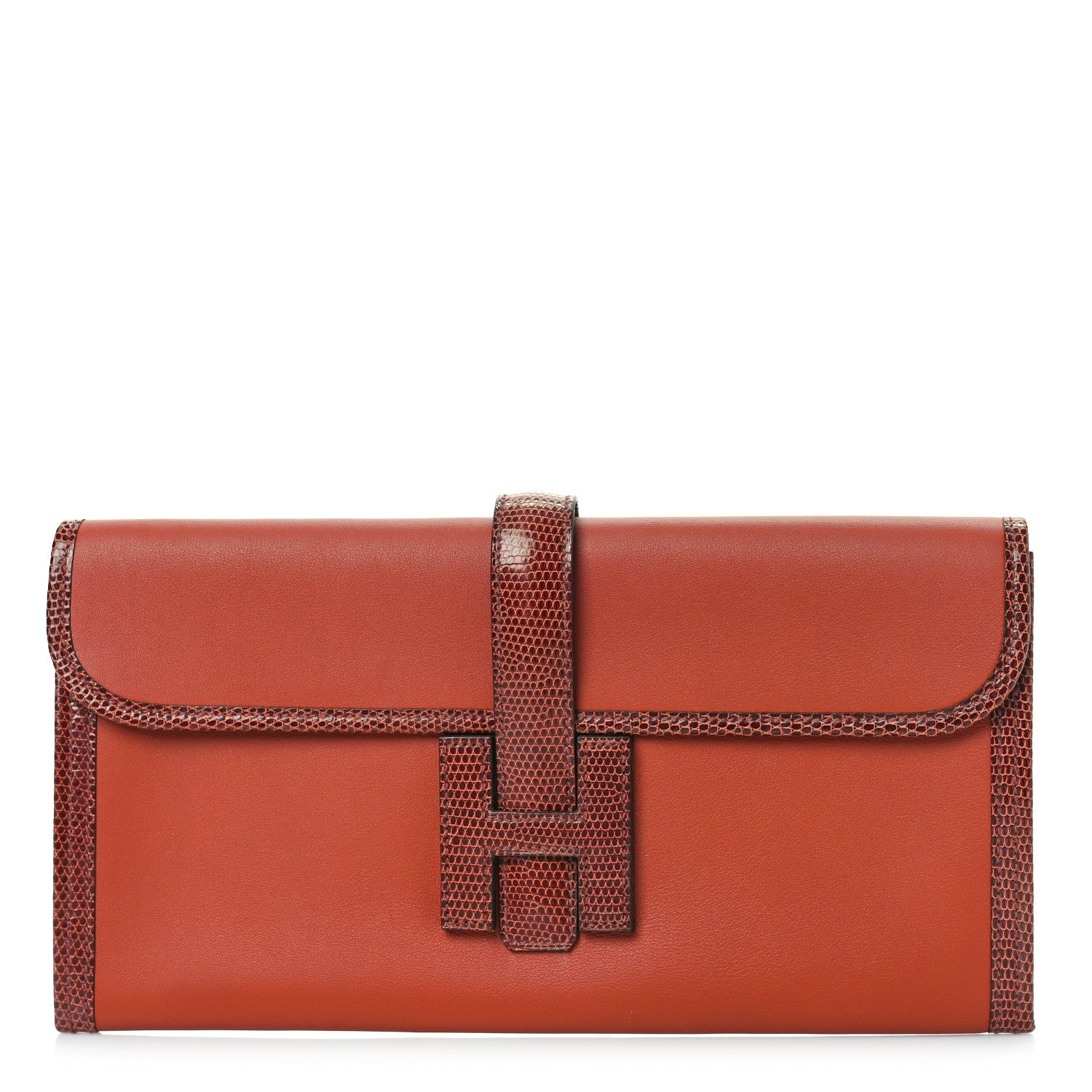 product image of HERMES Swift Lizard Jige Elan Touch 29 Clutch Orange FASHIONPHILE
