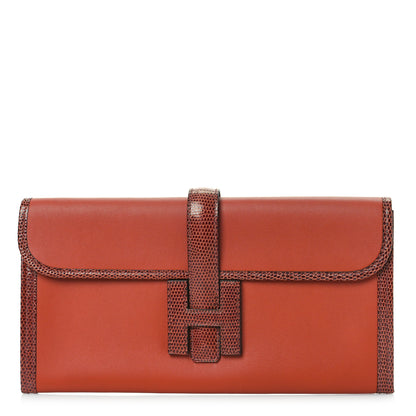 Hermes Swift Lizard Jige Elan Touch 29 Clutch Orange 1 of 9