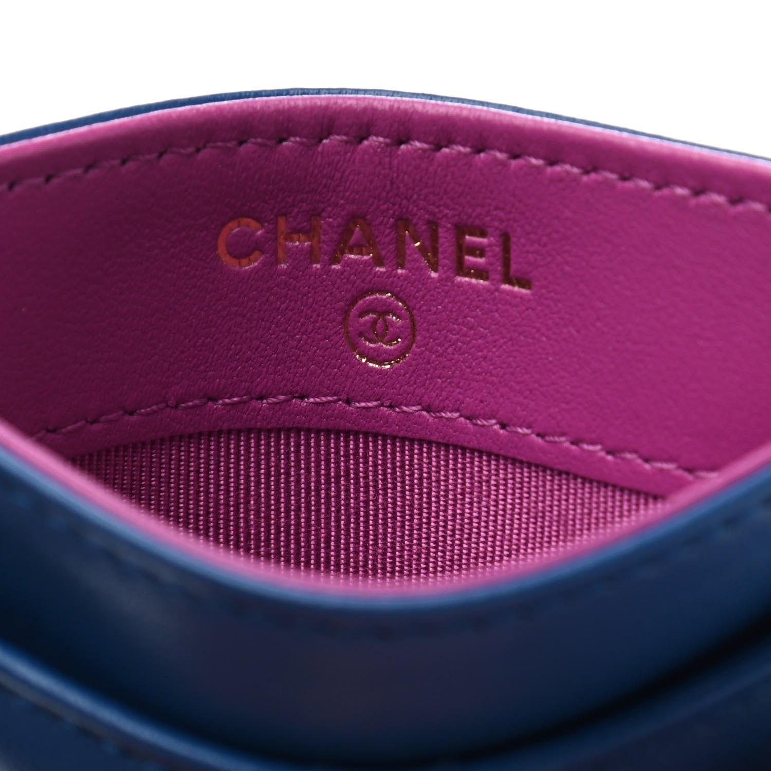 Chanel Lambskin Quilted Card Holder Blue Pink 5 of 9