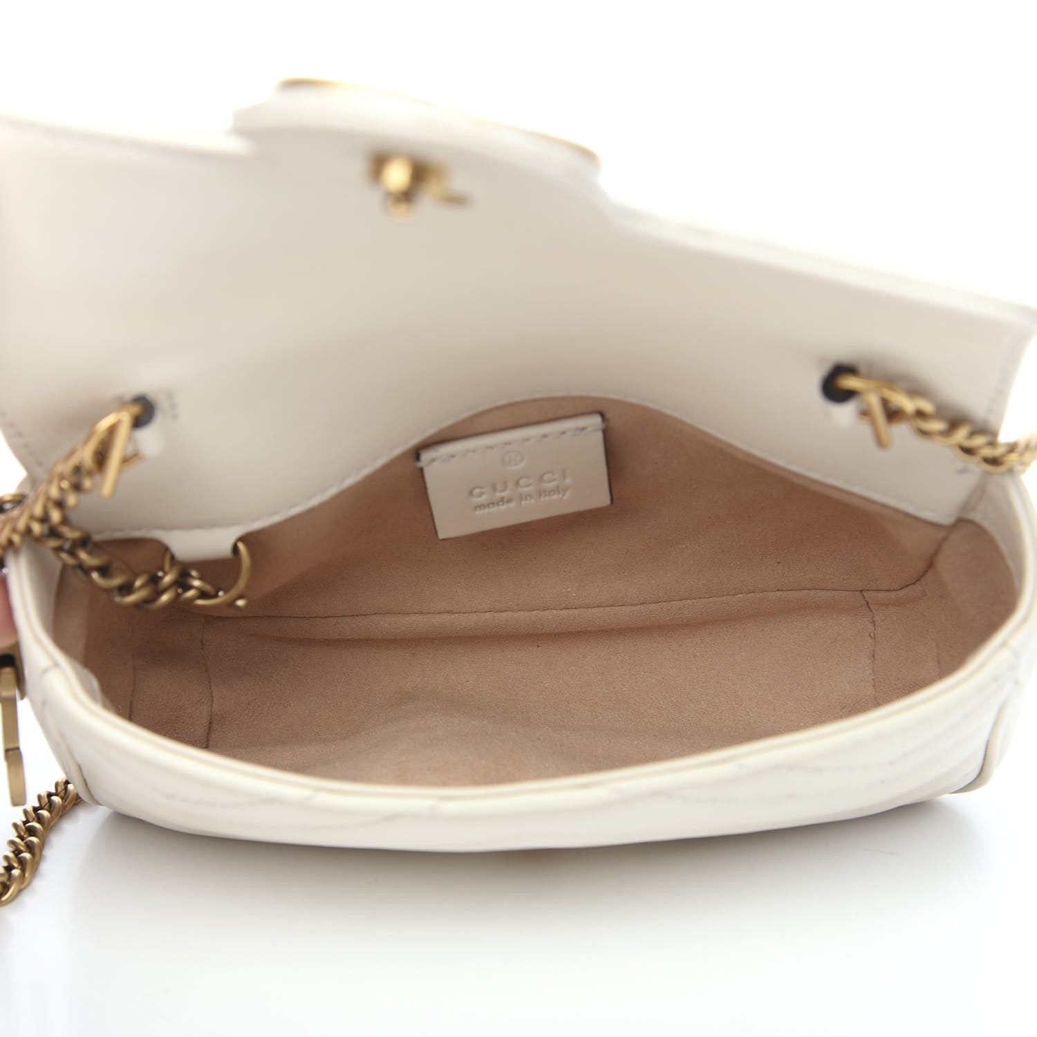 Gucci Calfskin Matelasse Super Mini GG Marmont Shoulder Bag White 4 of 11