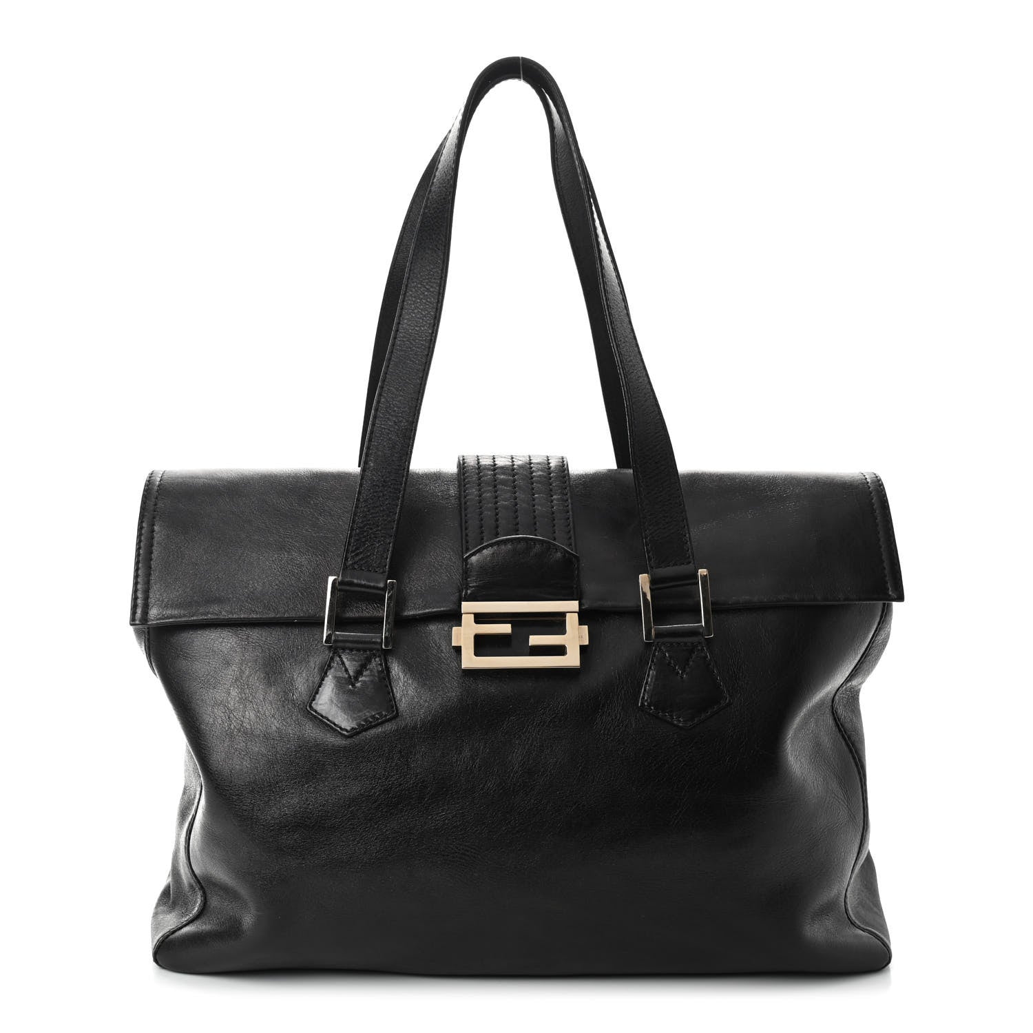 Fendi Vitello Acqua Baguette Satchel Black 1 of 10