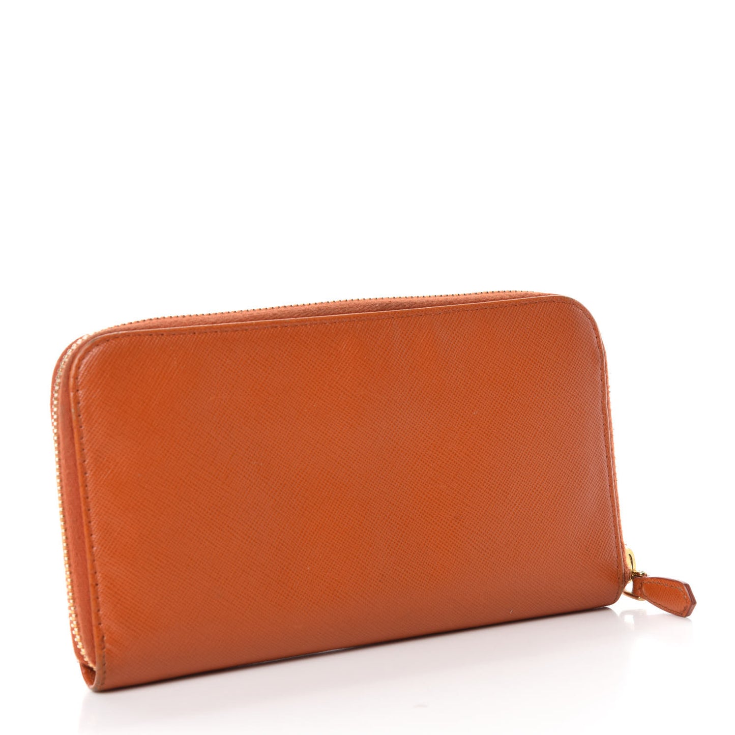 Saffiano Metal Zip Around Wallet Papaya