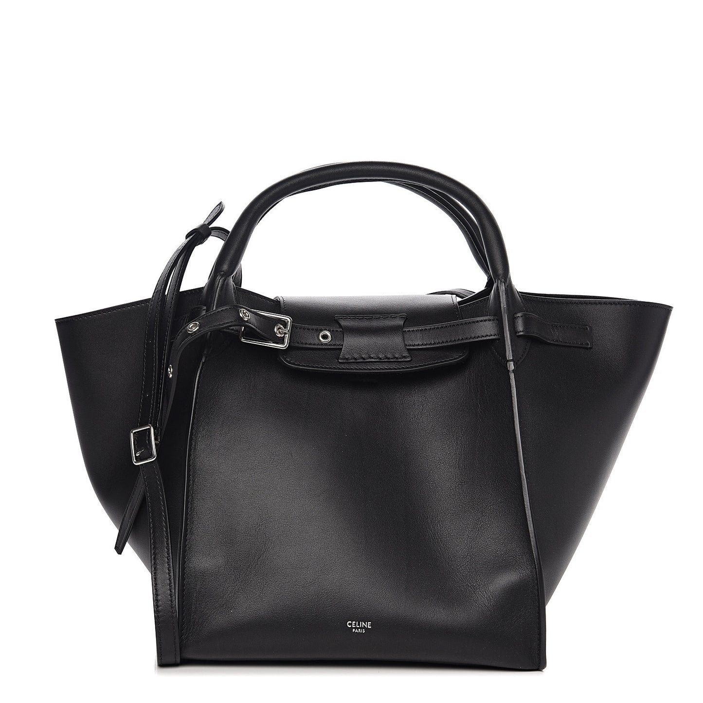 Supple Grained Calfskin Small Big Bag Black