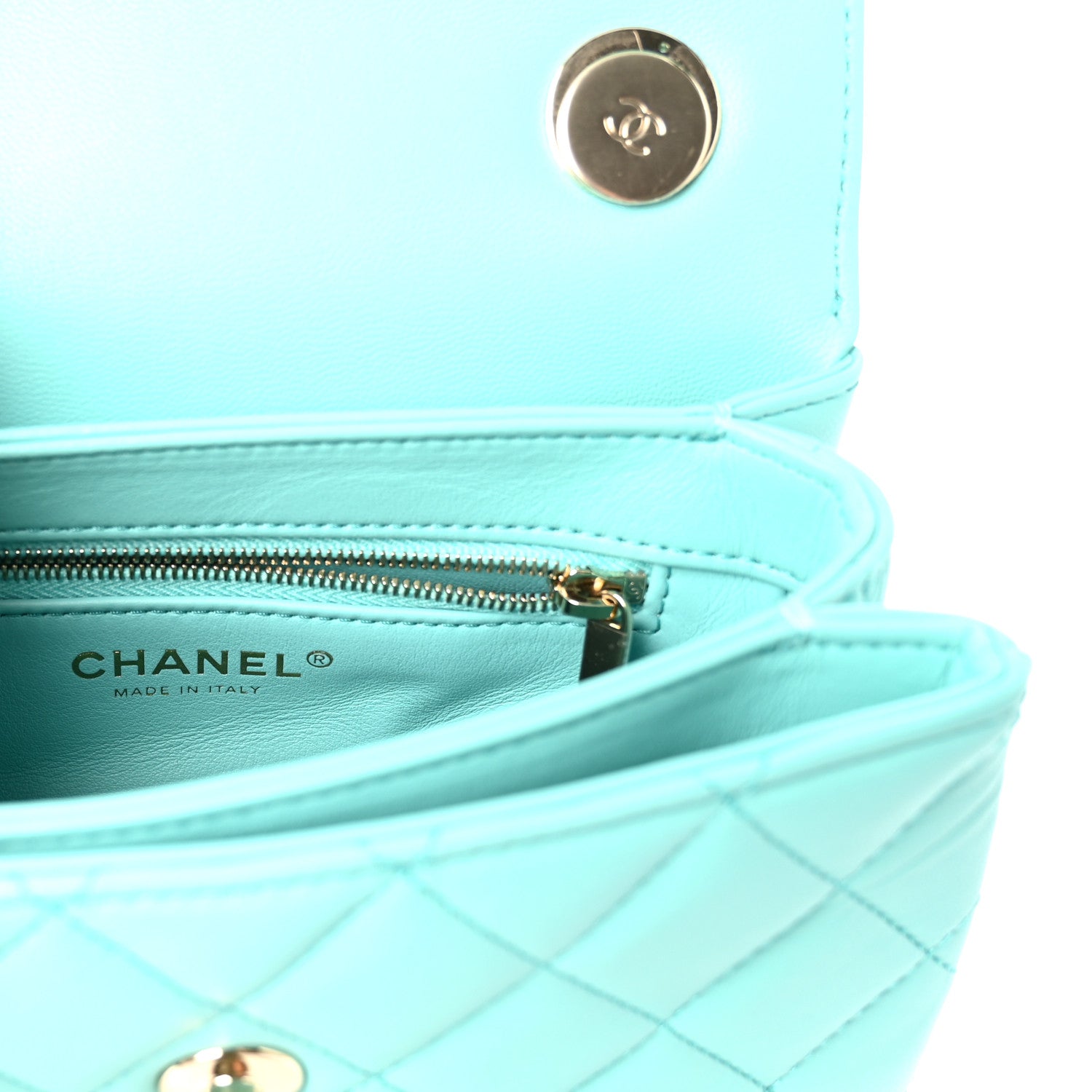 Chanel Lambskin Quilted Small Trendy CC Flap Dual Handle Bag Turquoise 6 of 10