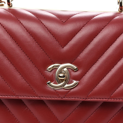 Chanel Lambskin Chevron Quilted Medium Trendy CC Dual Handle Flap Bag Red 9 of 13