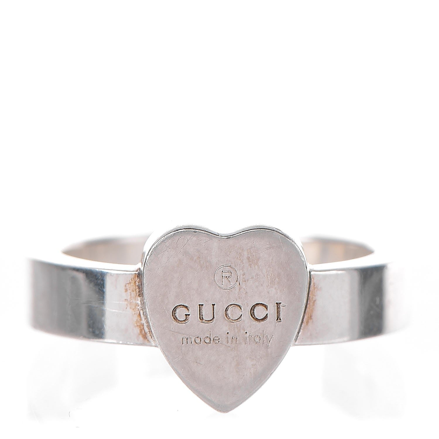 Gucci Sterling Silver Trademark Heart Ring 52 6 1 of 5